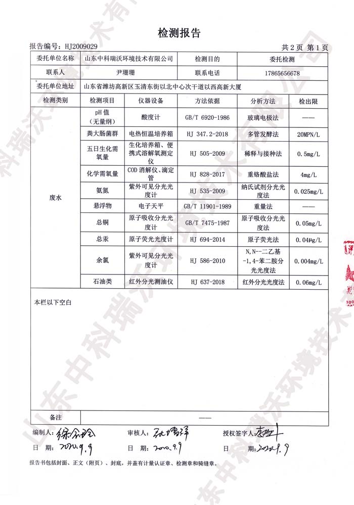 实验室废水检测报告--检测···